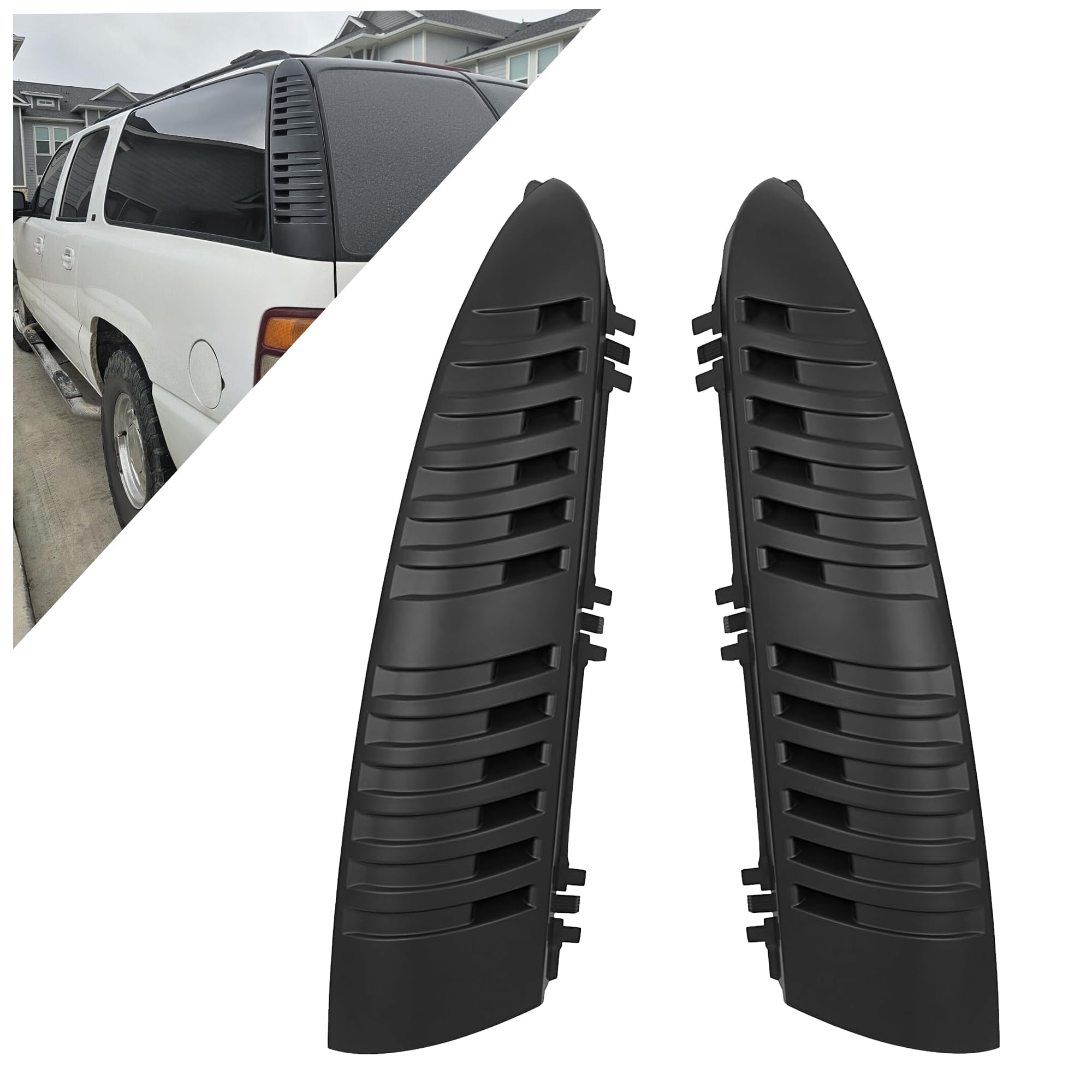 KUAFU D-pillar trim front packaging showing pair and benefits