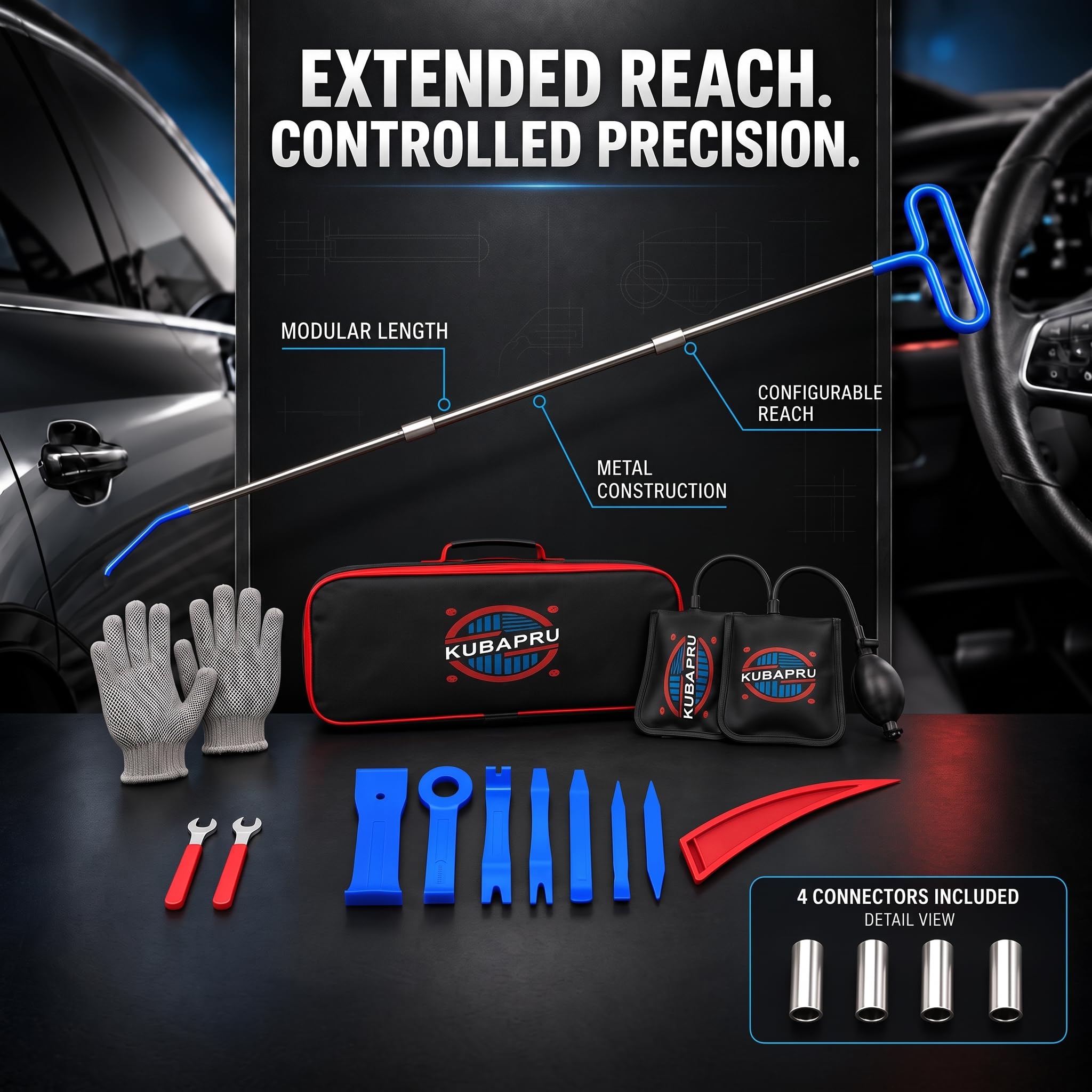 Kubapru non-marring plastic wedges and trim tools preventing scratches during prying
