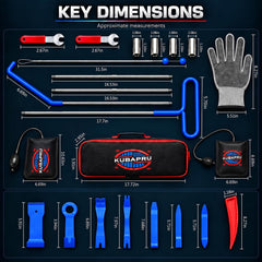 Kubapru neatly arranged stainless steel tools laid out to display included components