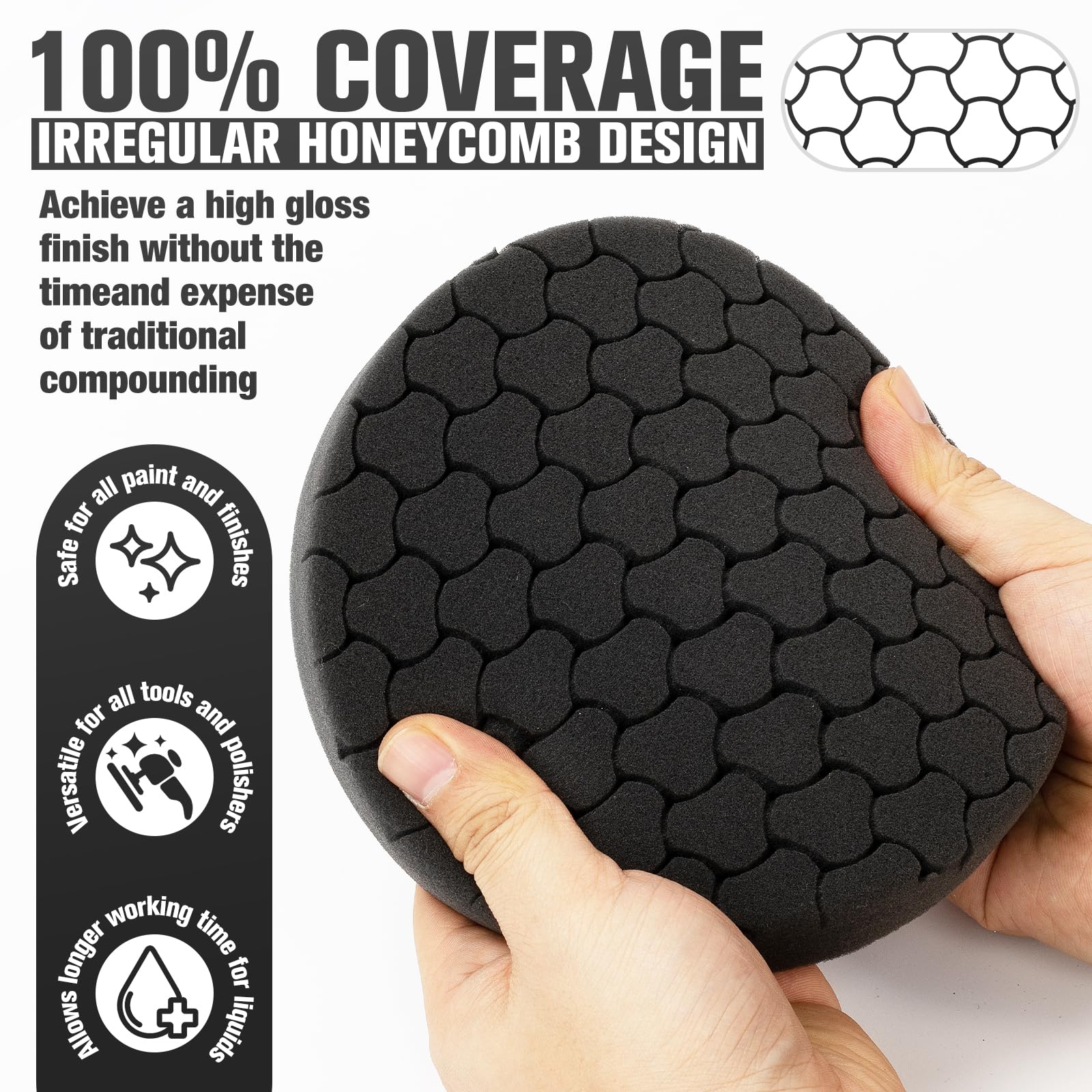 KUIMIT pad attached to 6-inch backing plate demonstrating secure hook-and-loop fit