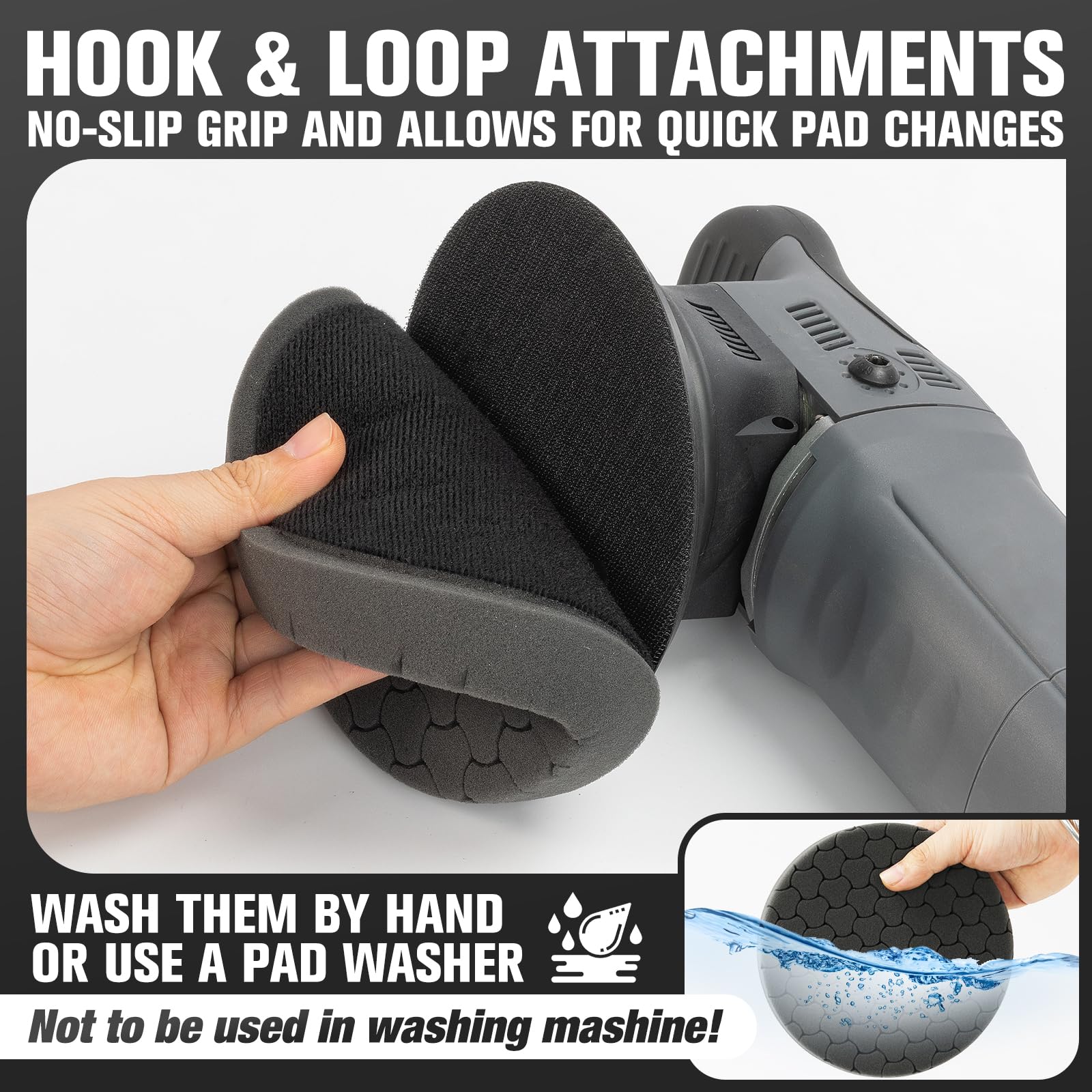 KUIMIT pad mounted on polisher in use showing consistent polishing performance