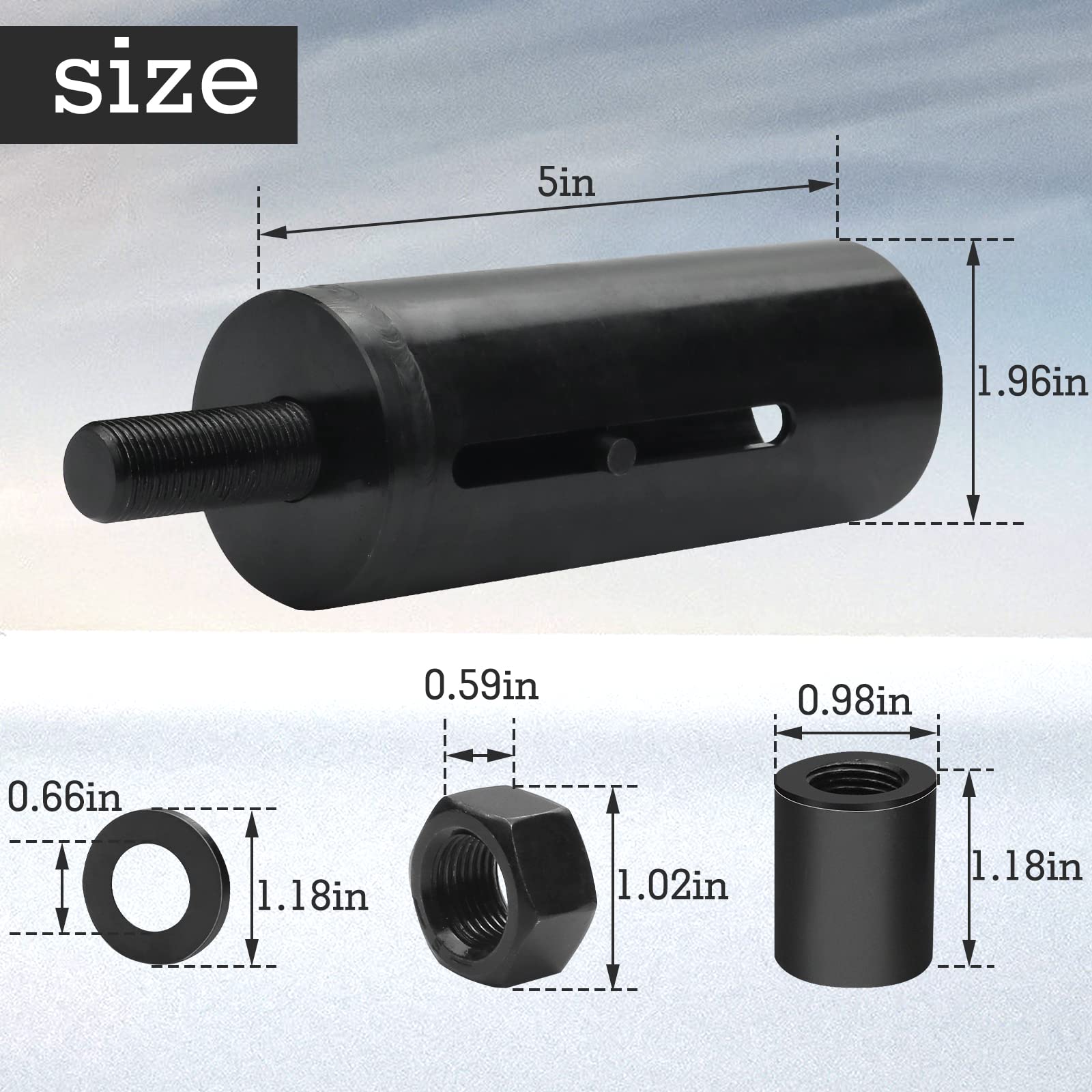 Kujunpao close-up of included 5/8-18 adapter for secure tool mating and force transfer