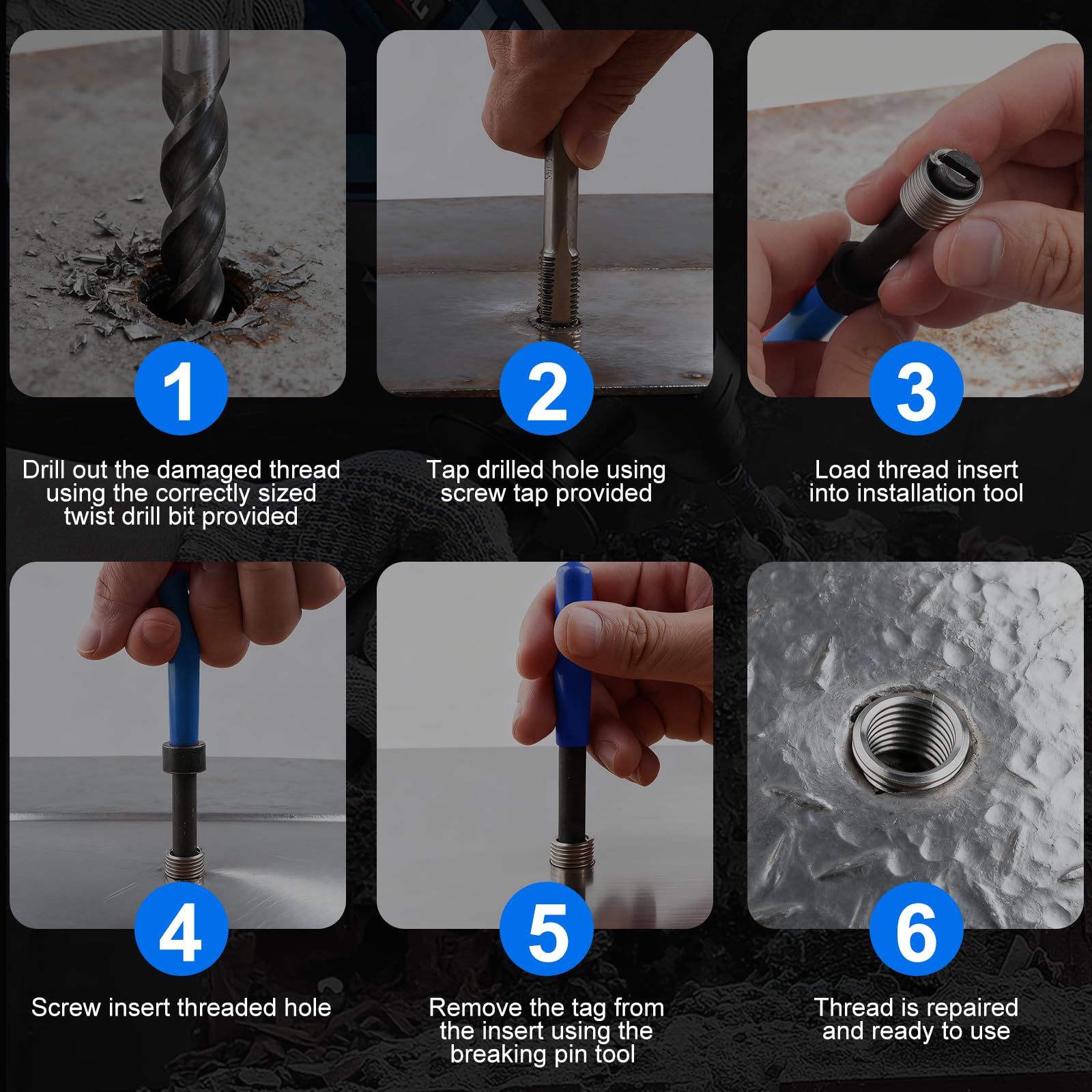KUNGJUER engraved size markings on drill and tap for quick identification and accuracy