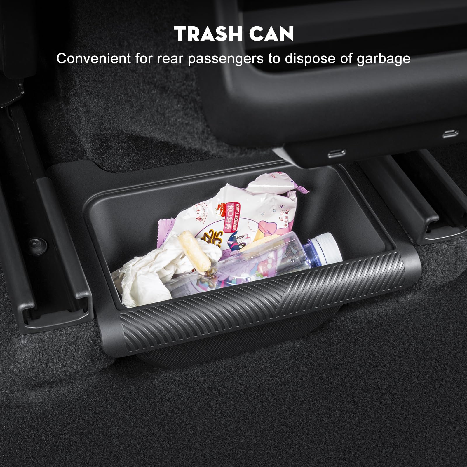 KUNIST in use holding cup and phone, provides organized rear-seat storage
