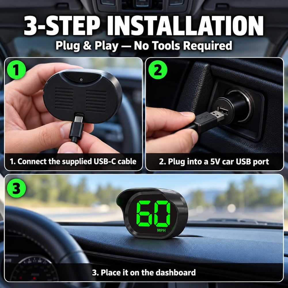 KUOWEIHUD night-time display with auto-brightness for comfortable low-light driving