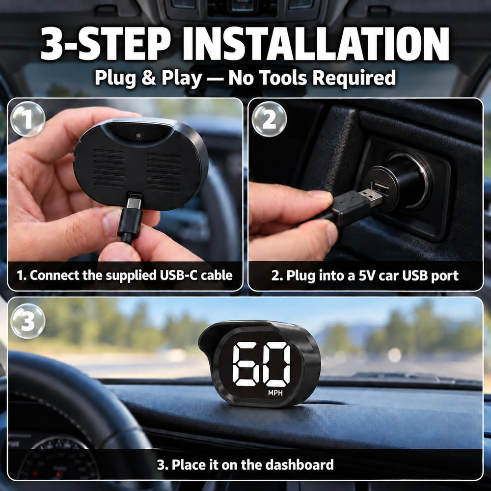 KUOWEIHUD thin side profile illustrating compact, low-profile dashboard fit
