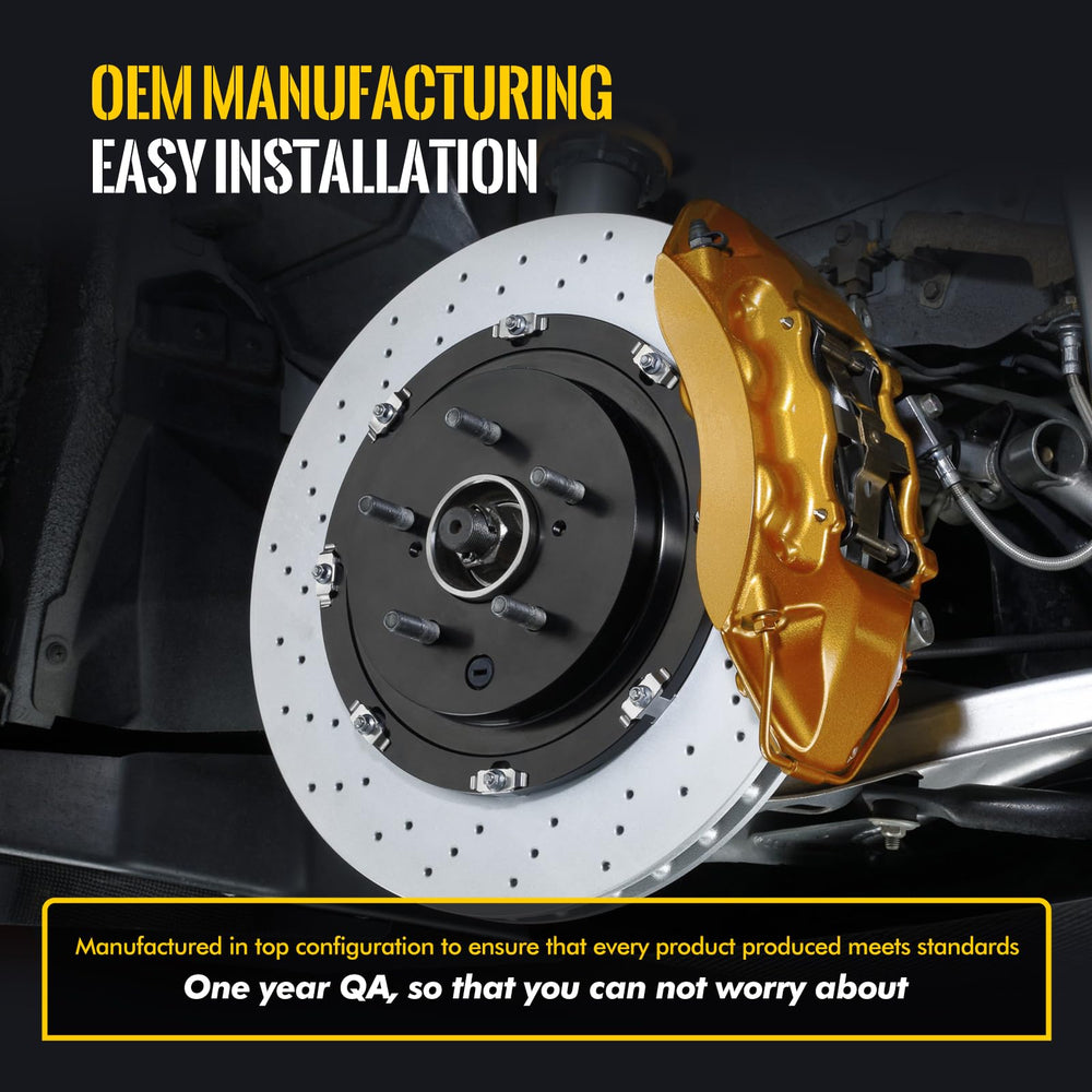 KUSATEC caliper installed on vehicle in garage demonstrating ready-for-road replacement