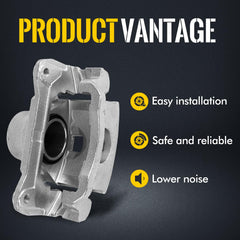 KUSATEC caliper with bracket side profile highlighting proper rotor alignment advantage