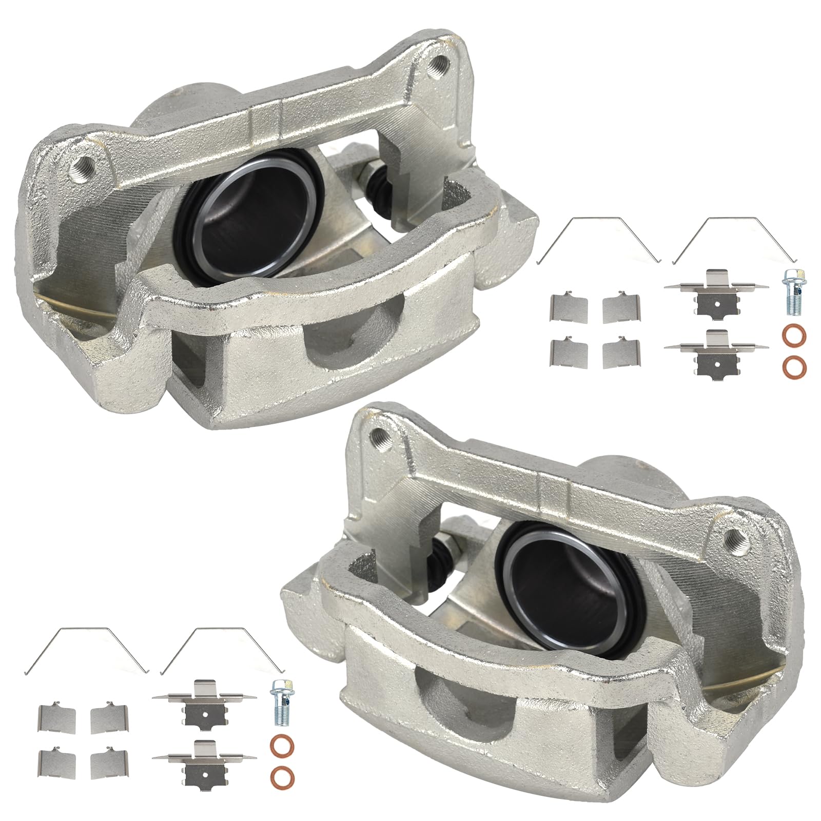 KUSATEC front caliper assembled front view showing durable construction and direct-fit benefit