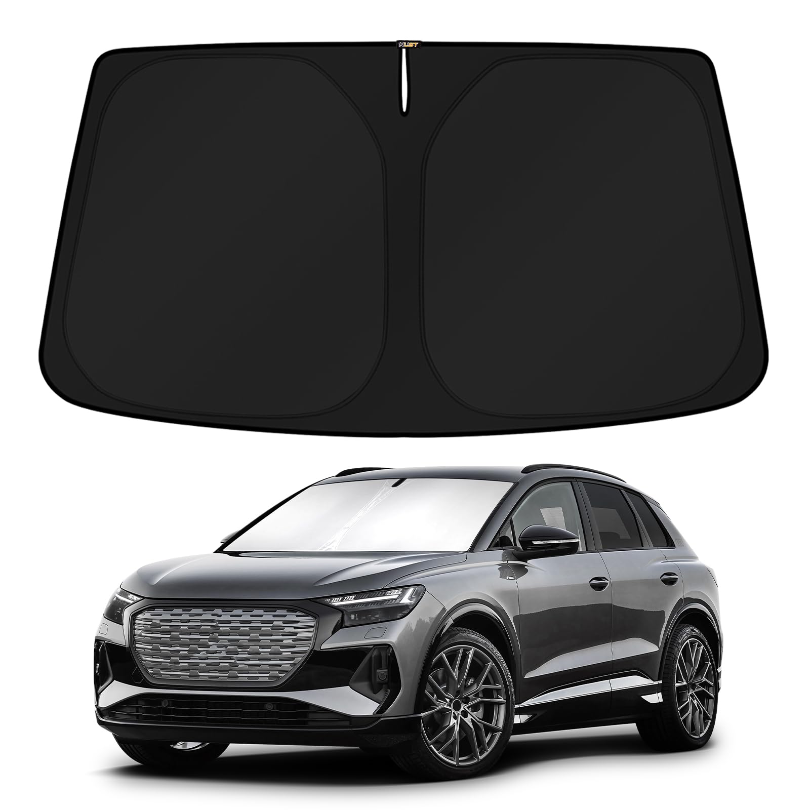 KUST front view on Audi Q4 e-tron showing full windshield coverage and cooling benefit