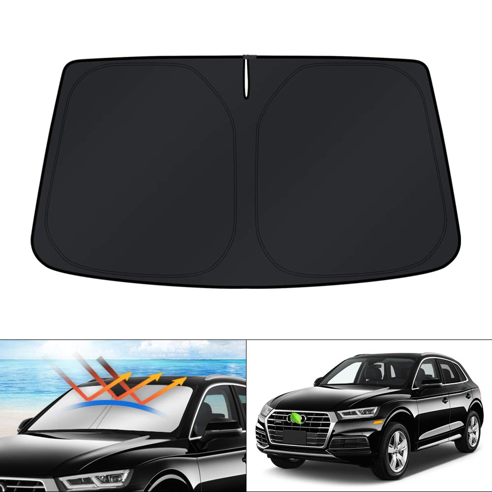 KUST front view showing custom-fit shade on Audi Q5 windshield and easy protection