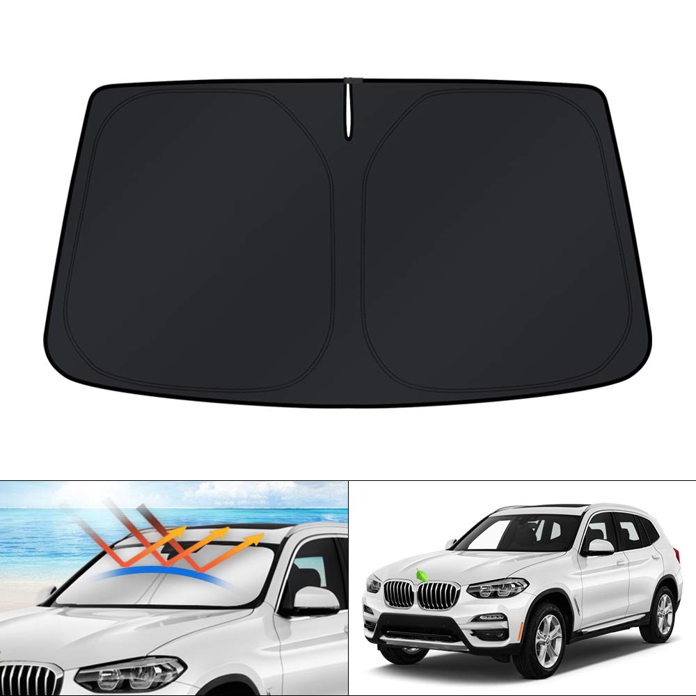 KUST front view installed on BMW X3 windshield showing full coverage benefit