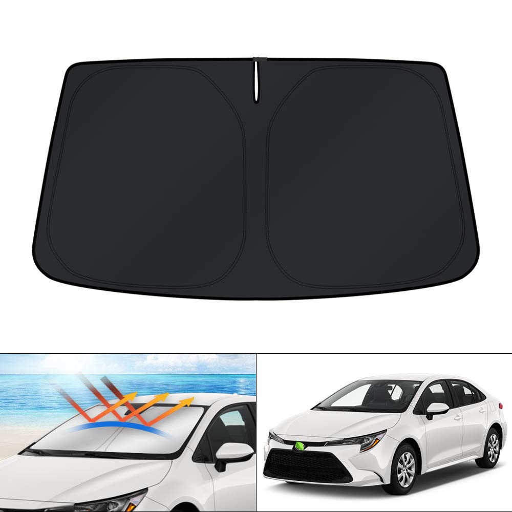 KUST front view showing full custom fit on Corolla windshield for gap-free coverage