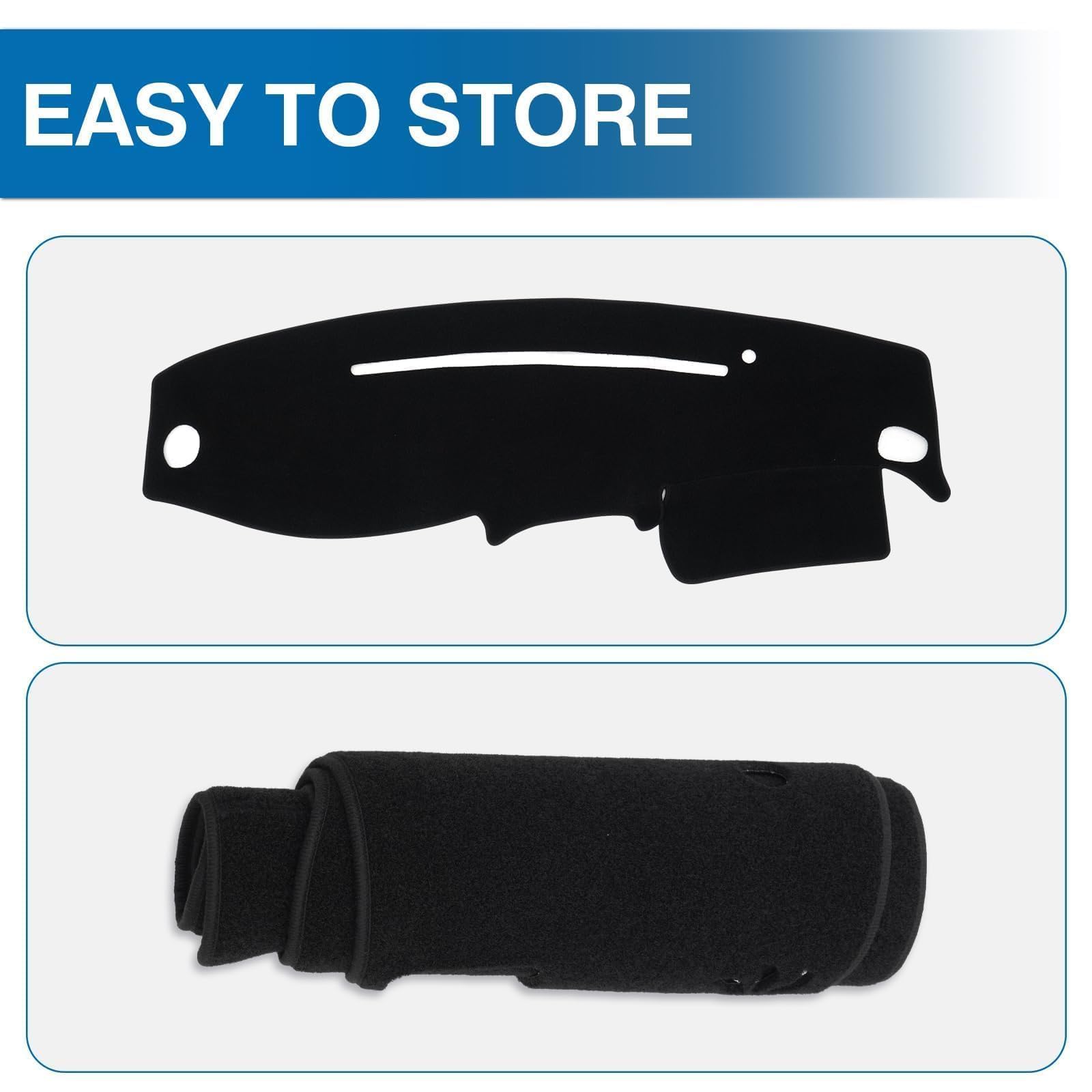 KUST folded dash cover ready for compact storage and easy removal