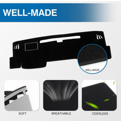 KUST dash cover in car installed view showing reduced windshield glare and clean look