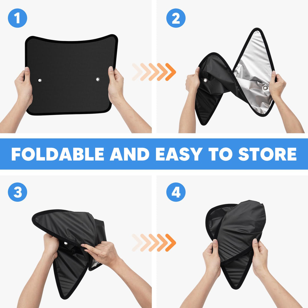 KUST folded sunshades compact for easy storage and transport