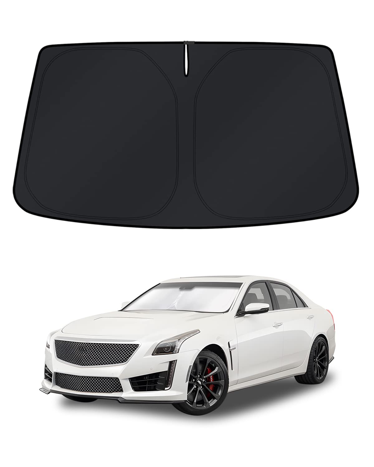 KUST sun shade front view showing full windshield coverage and cooler cabin