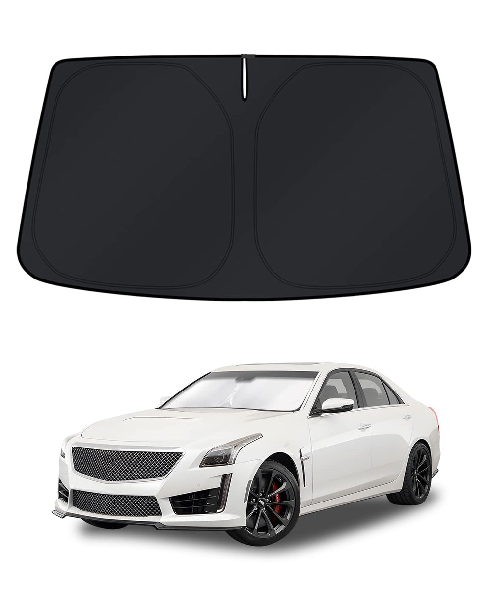 KUST sun shade front view showing full windshield coverage and cooler cabin
