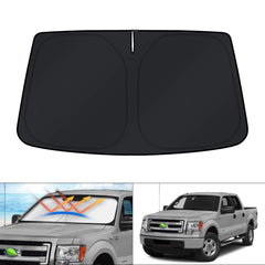 KUST front view of the shade showing perfect windshield coverage and sun protection