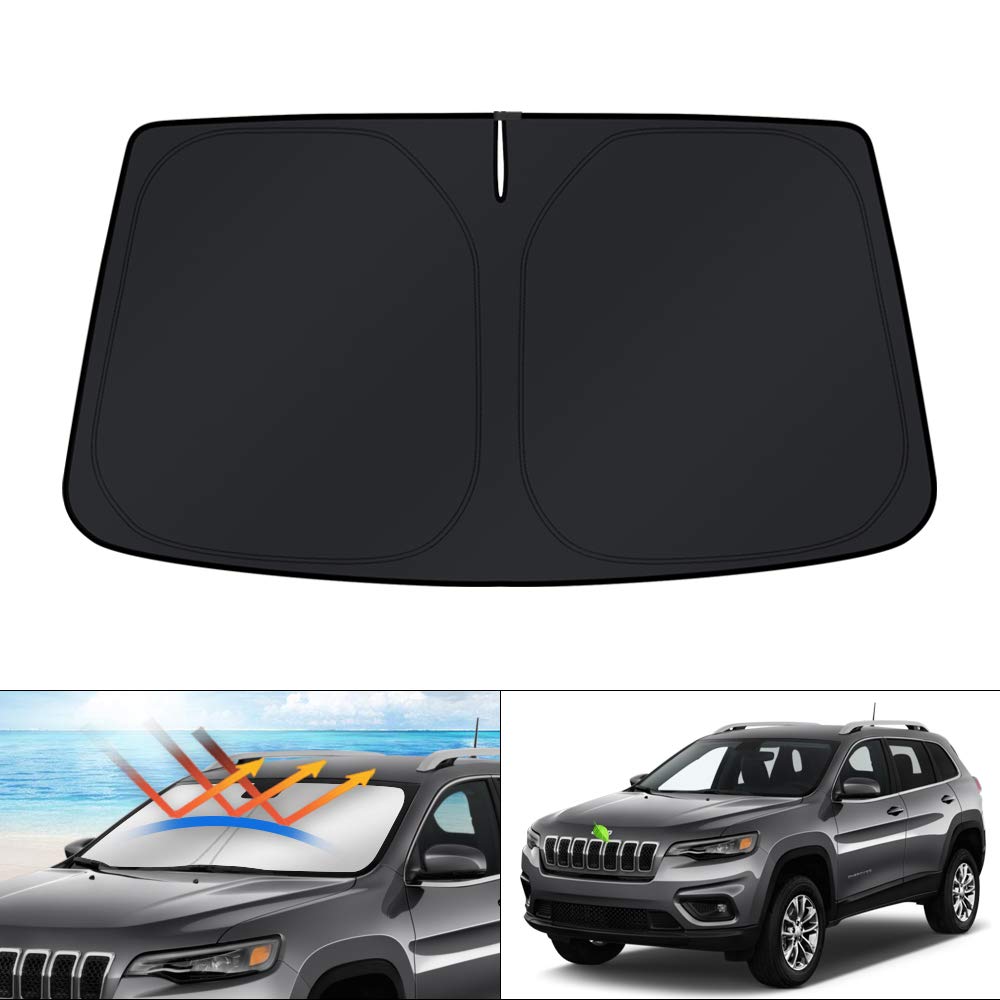 KUST front packaging showing Cherokee-specific fit and full windshield coverage benefit