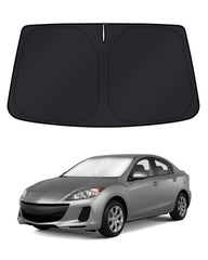 KUST front view of windshield shade packaging showing fit and protection