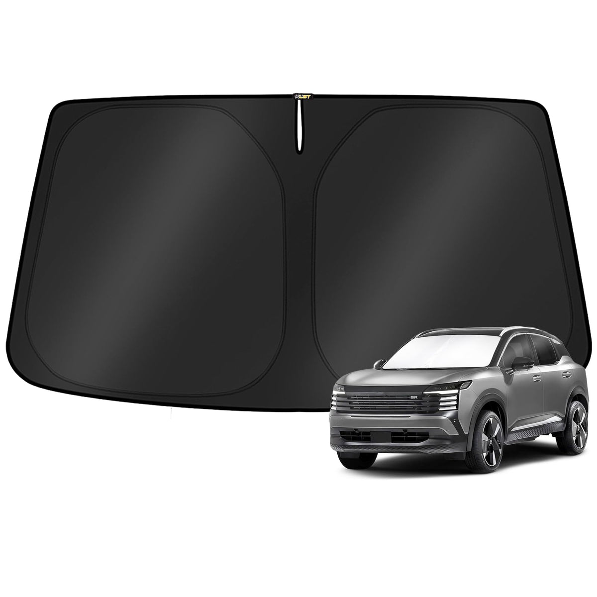 KUST front packaging showing custom-fit Nissan Kicks shade and clear benefits