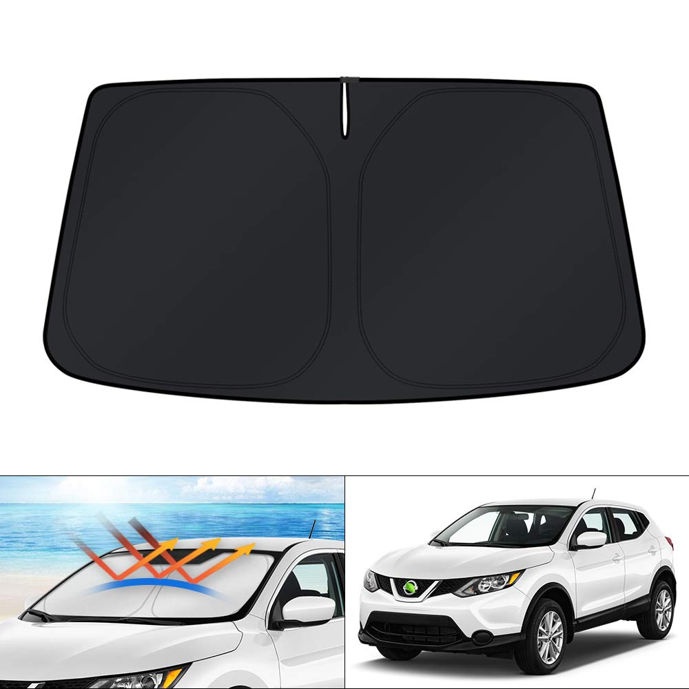 KUST front view of packaged windshield shade shows fit and protection