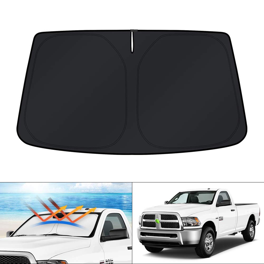 KUST front view of folded sun shade showing compact storage and quick access