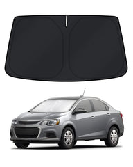 KUST front view installed in Chevrolet Sonic blocking sun and keeping cabin cool