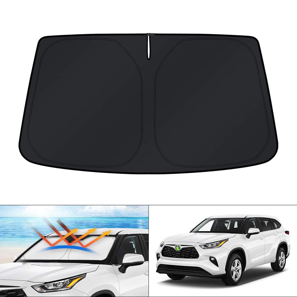 KUST front view installed on Highlander windshield blocking sun