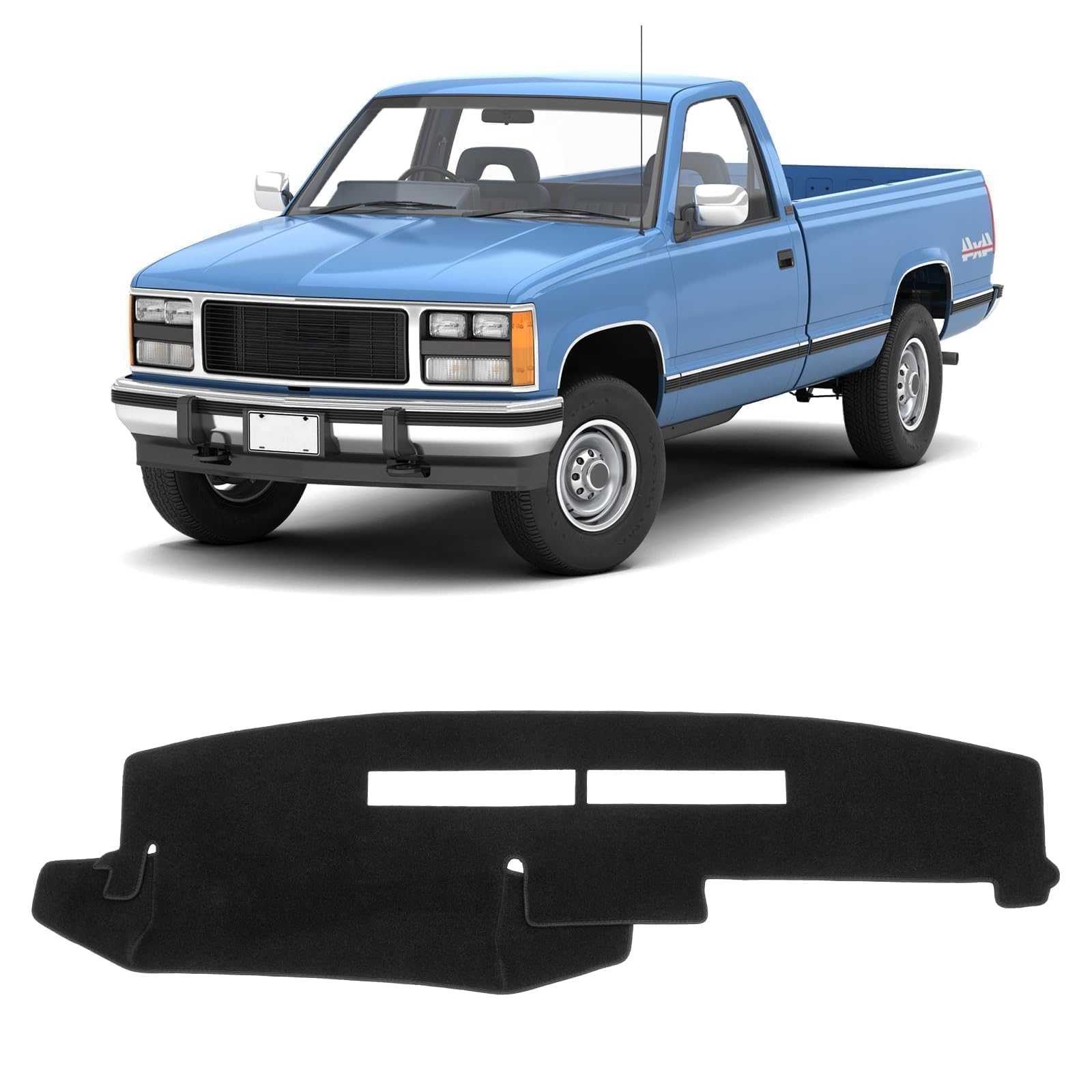 KUST front view installed on Silverado dashboard showing neat fit and protection