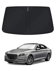 KUST front view of shade showing full windshield coverage and protection