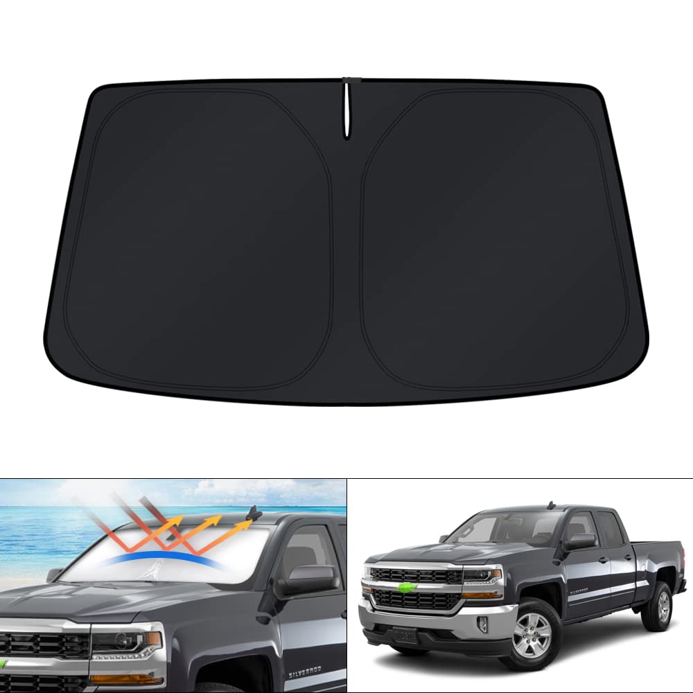 KUST front view of sun shade showing full windshield coverage and neat fit