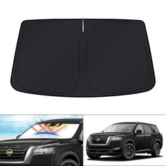 KUST front view on Pathfinder windshield showing full coverage and cooling benefit