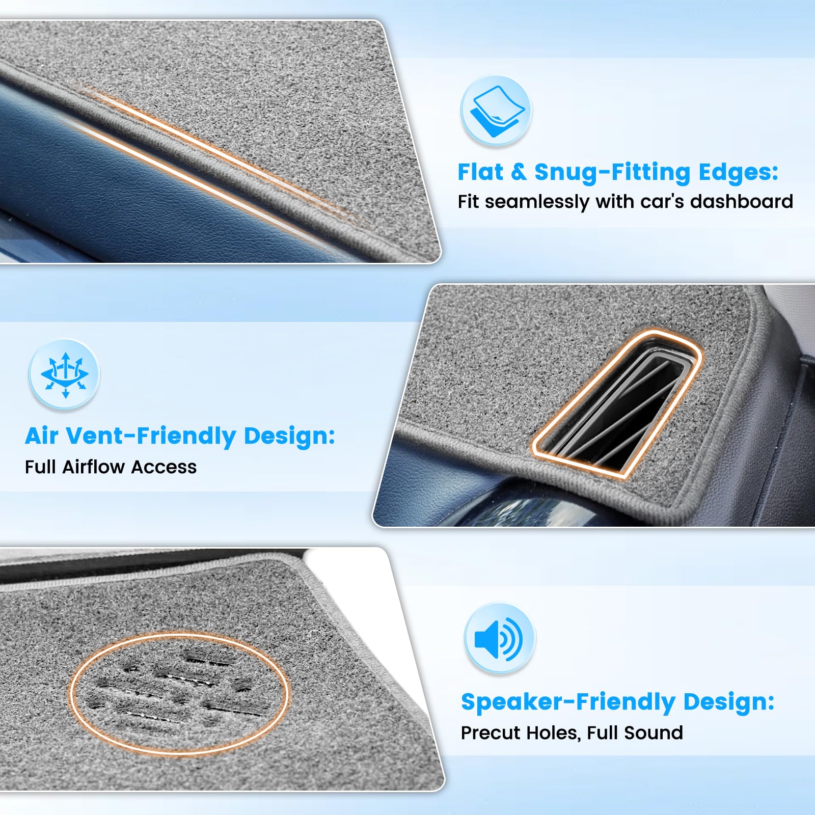 KUST underside silicone anti-slip pattern for secure dashboard hold