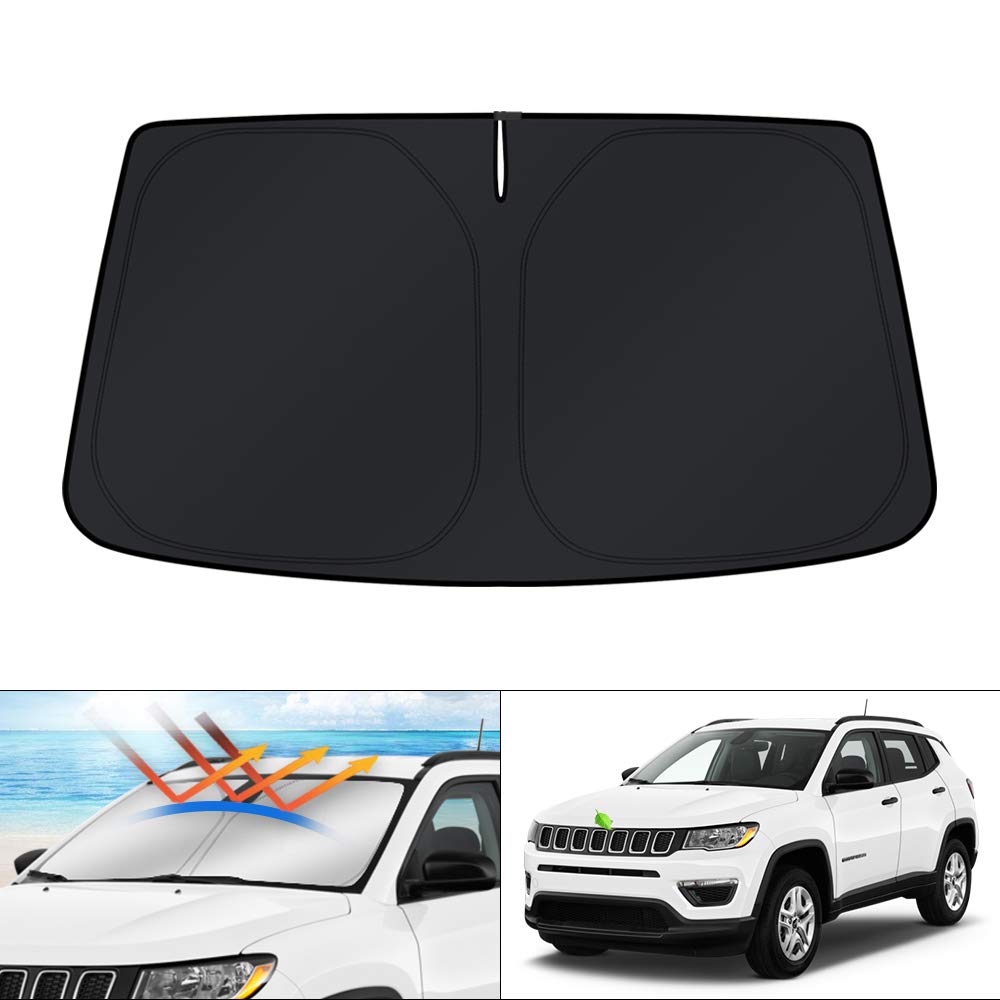KUST front view of sun shade showing full windshield coverage and neat fit