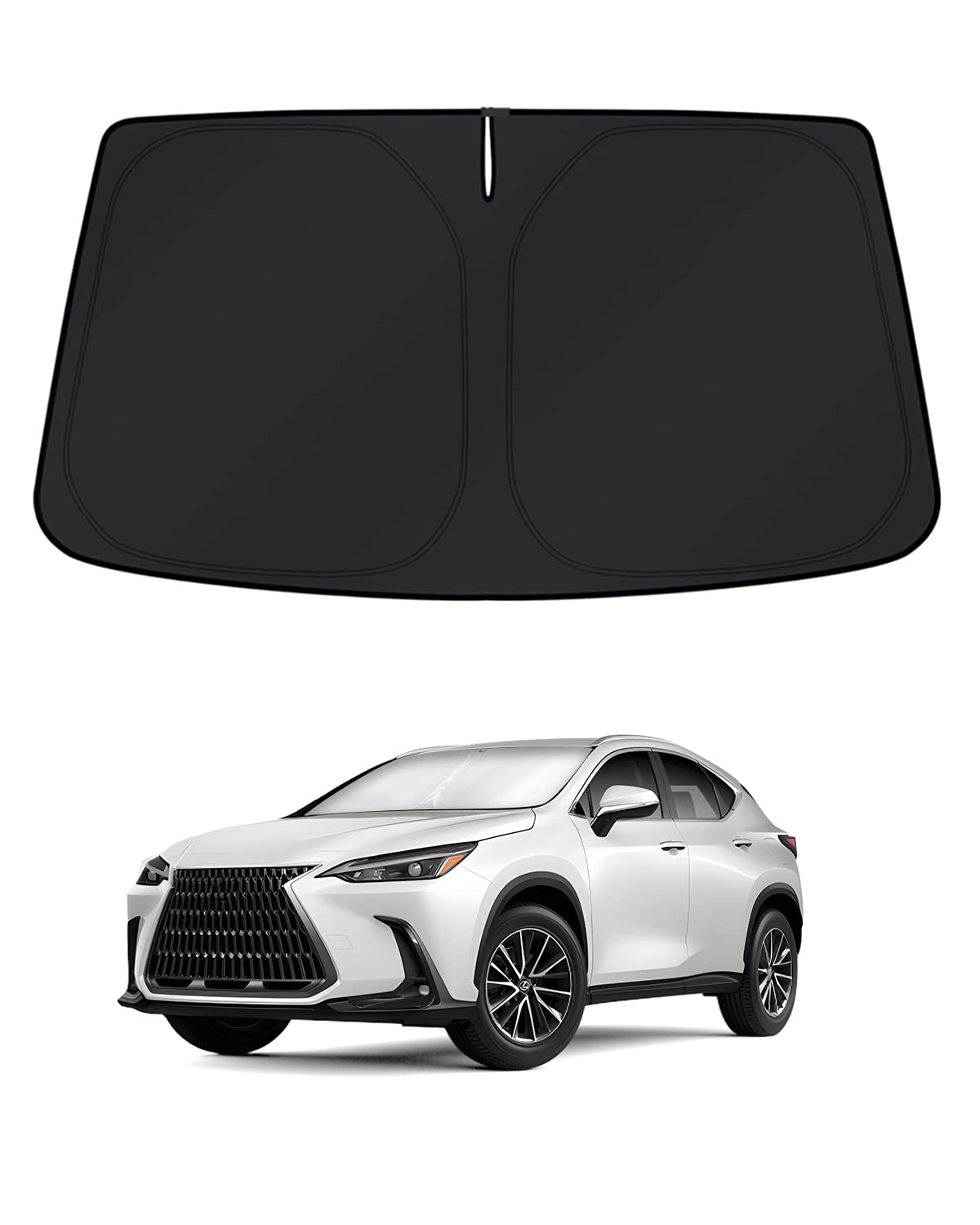 KUST front view of shade packaging showing fit for Lexus NX and easy benefits