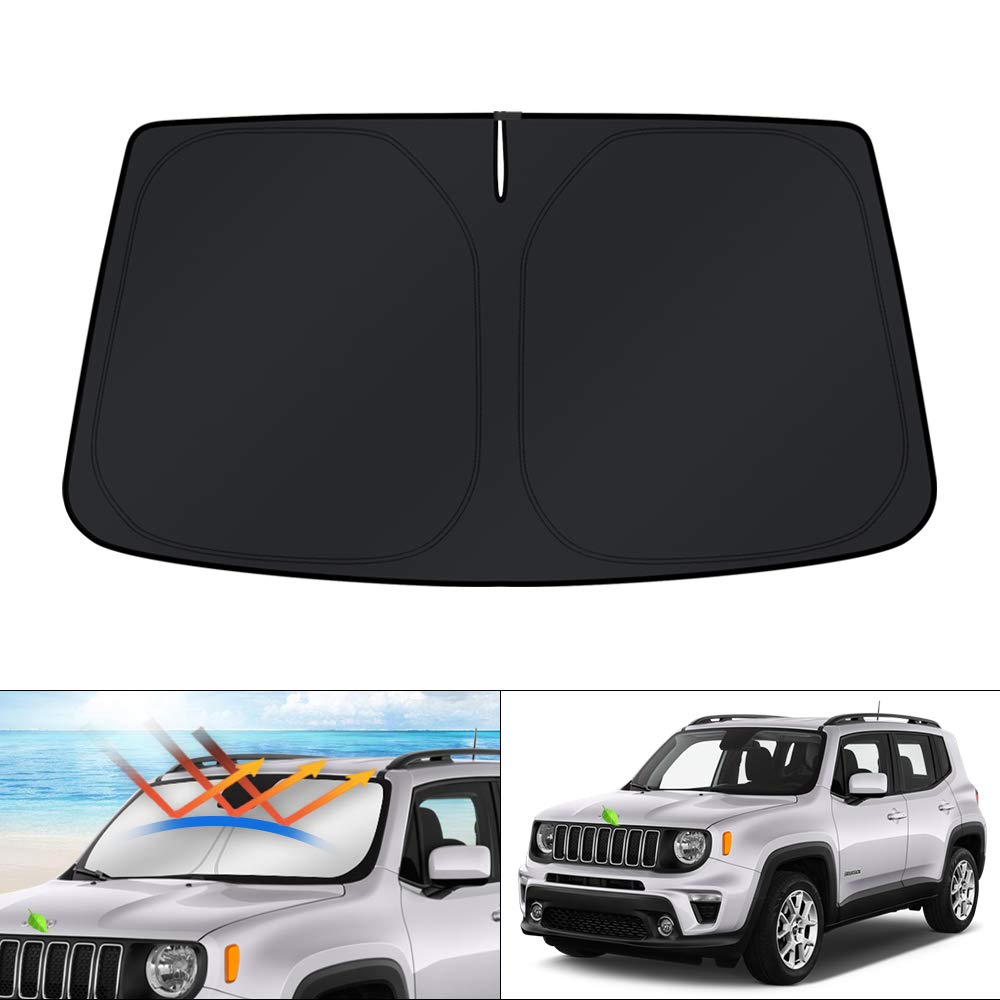 KUST front packaging showing custom-fit shade for Jeep Renegade and easy identification