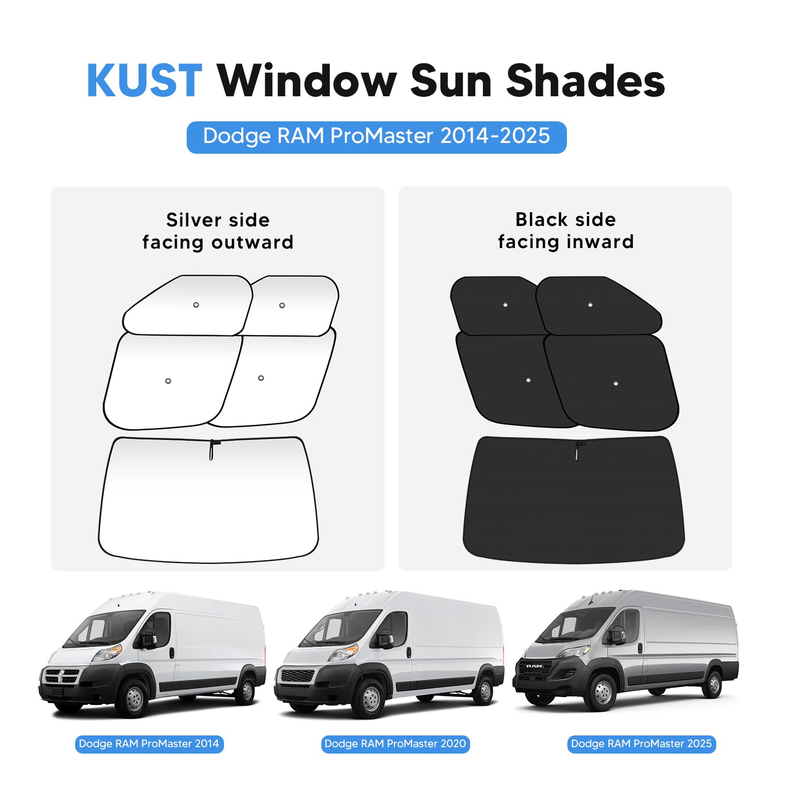 KUST large side panel on van window demonstrating fit and privacy