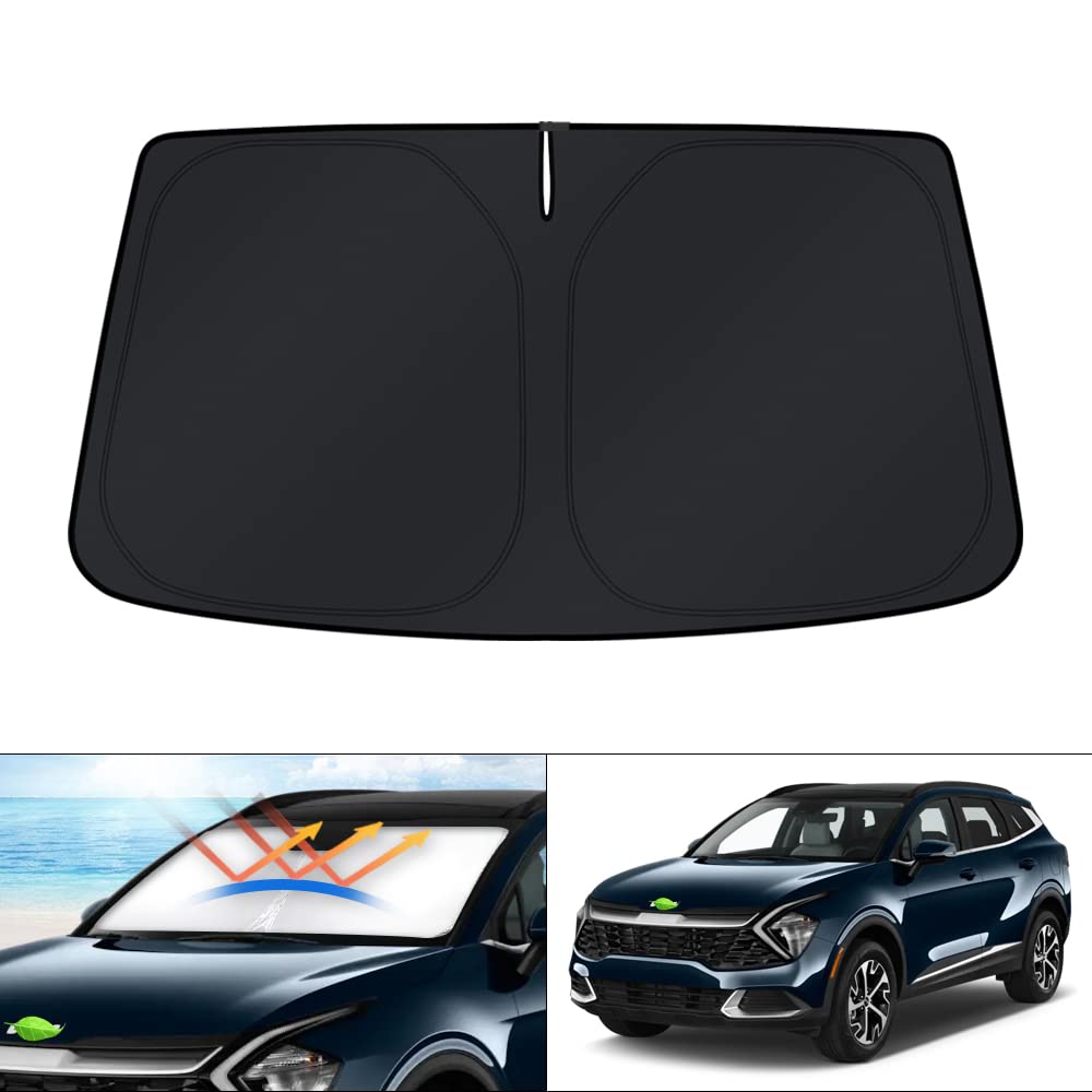 KUST front view showing full windshield fit and snug coverage for Sportage