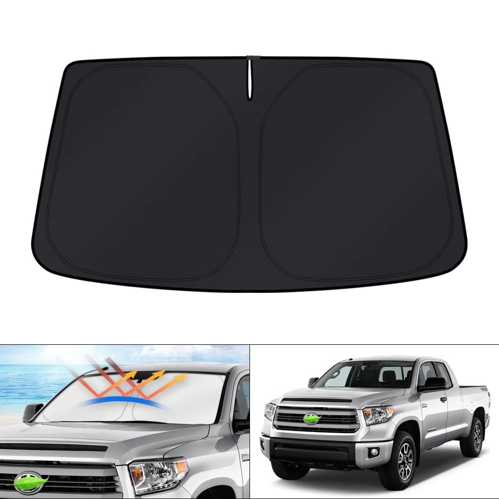 KUST windshield sun shade front packaging shows fit and benefits