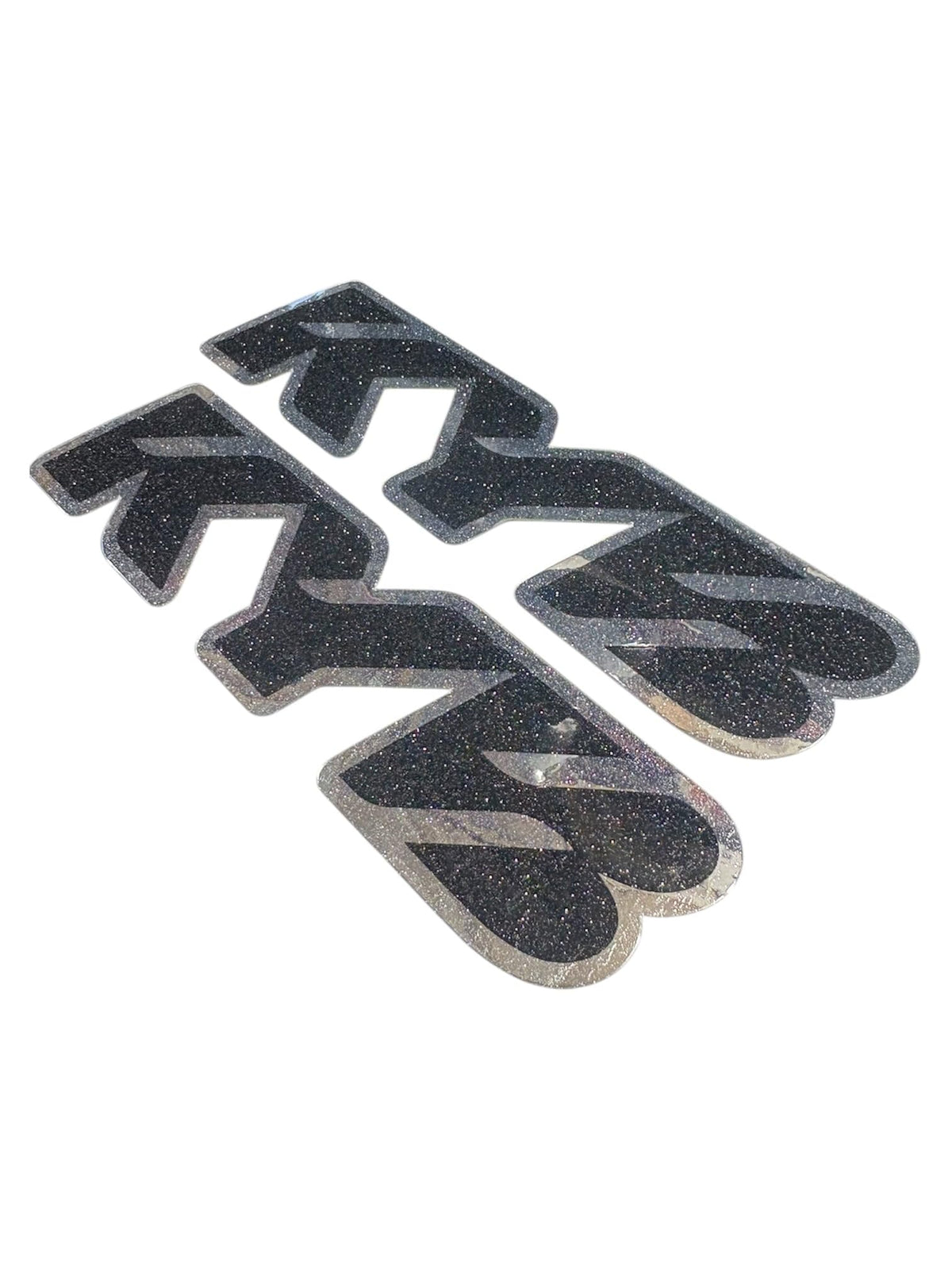 Generic KYB chrome Apollo silver front packaging showing two fork decals for quick upgrade
