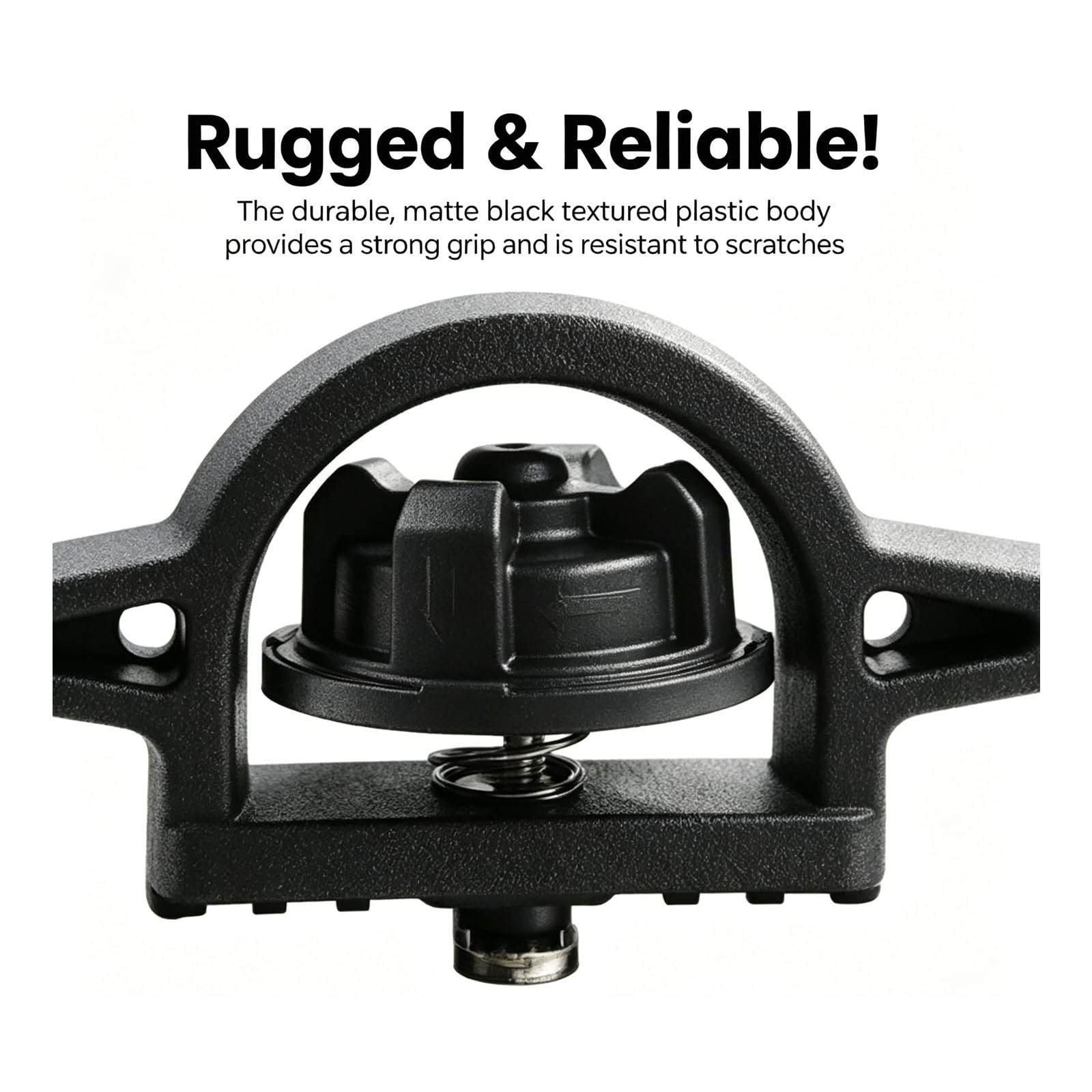 Kyumvio anchor installed in a Tacoma bed track, demonstrating secure tie-down benefit