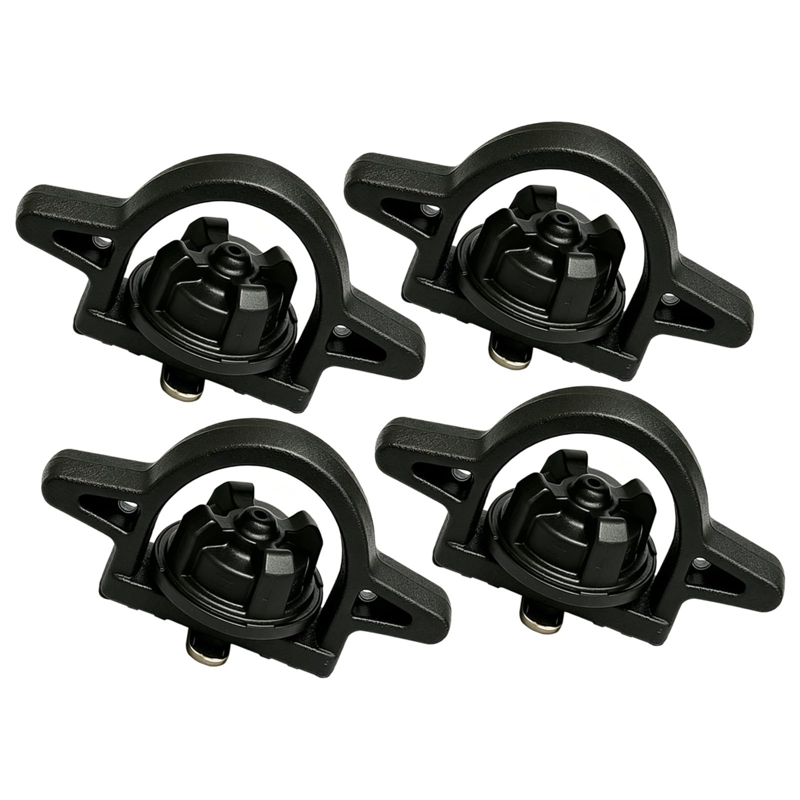 Kyumvio front view of four bed cleat anchors, showing fit and restore functionality