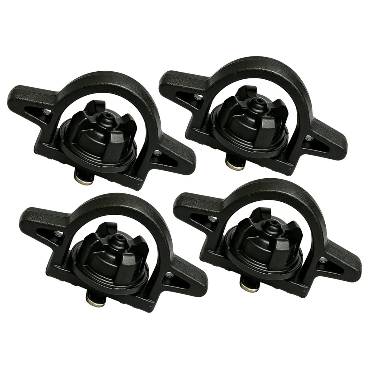 Kyumvio front view of four bed cleat anchors, showing fit and restore functionality