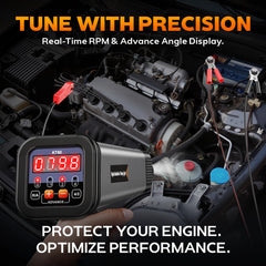 KZYEE KT60 xenon strobe illuminating timing marks for precise alignment