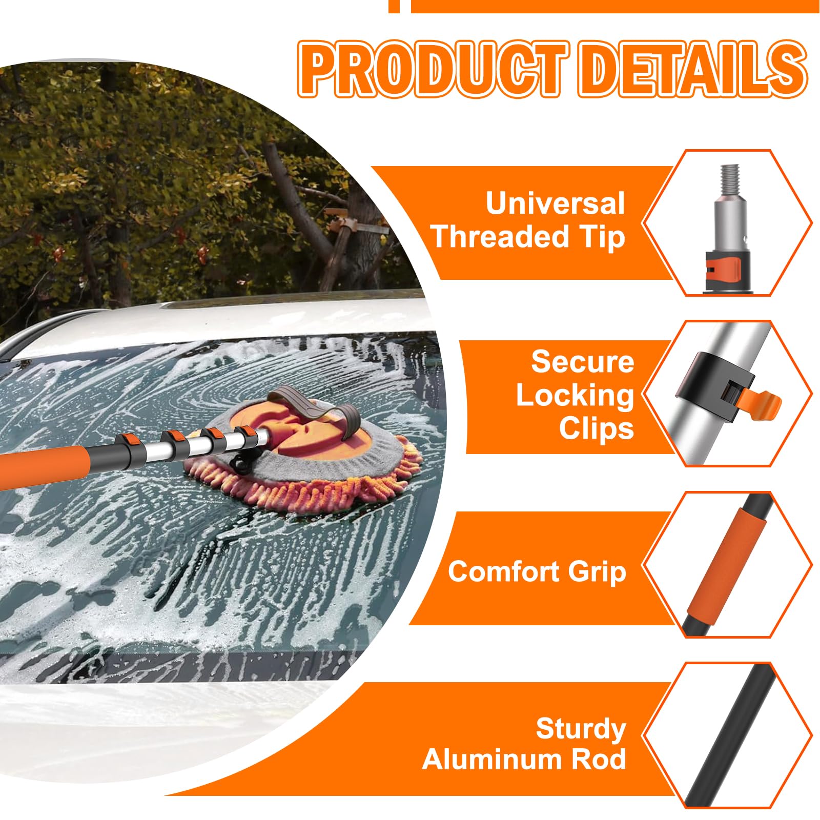 LAANPOLE telescoping lengths extended and collapsed for reach and convenience