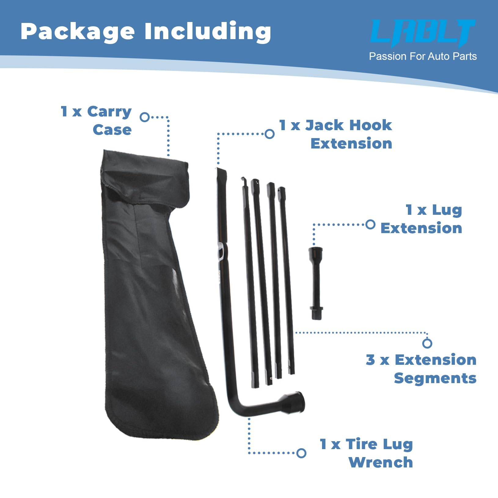 LABLT length comparison of straight rods showing usable reach advantage