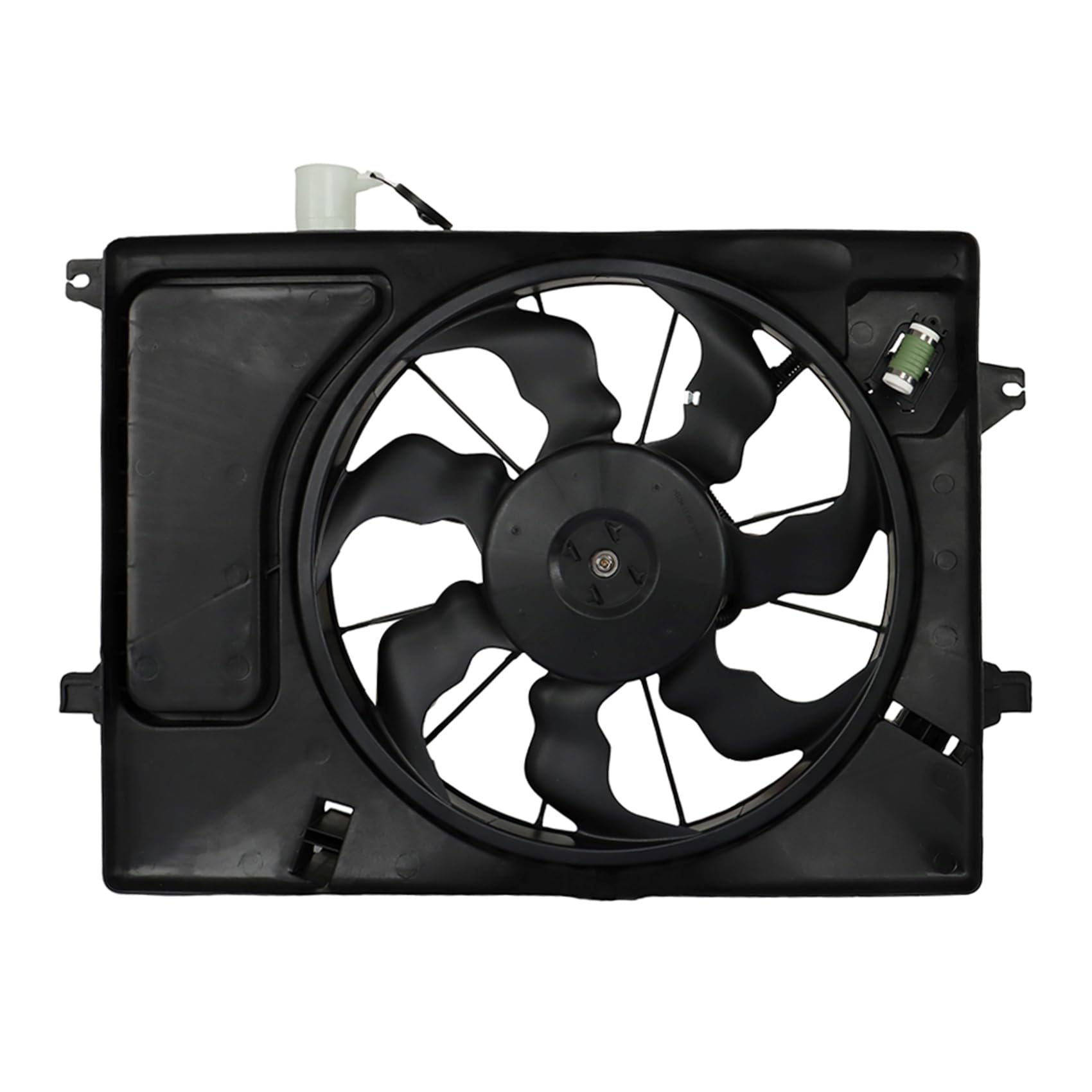 labwork front assembly view showing complete fan and shroud, improves airflow