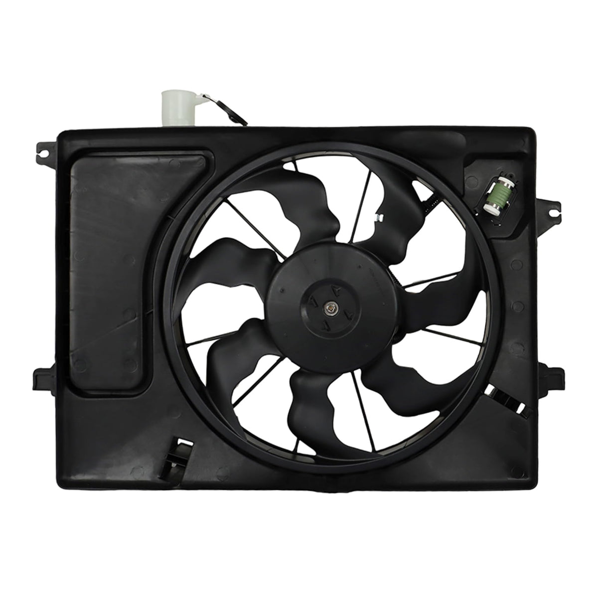 labwork front assembly view showing complete fan and shroud, improves airflow
